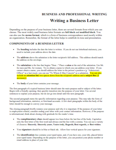 writing business letter