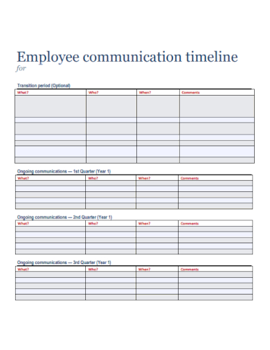 blank employee timeline