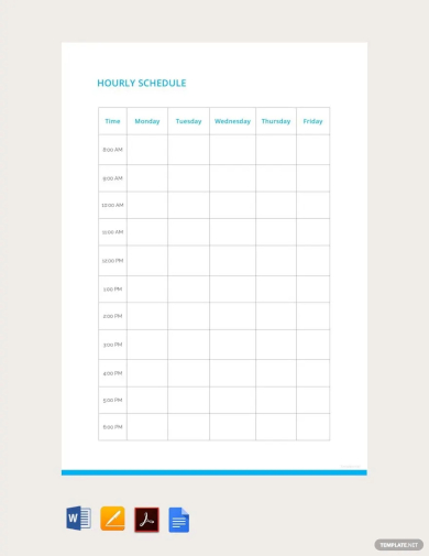 blank hourly schedule format template