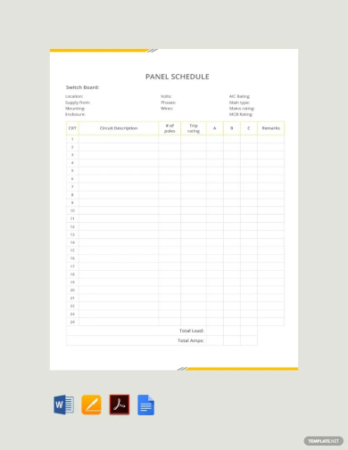 blank panel schedule template