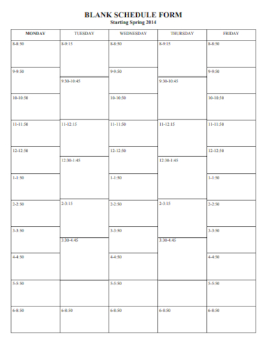 blank schedule form