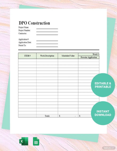 blank schedule of values template