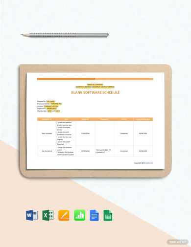 blank software schedule template