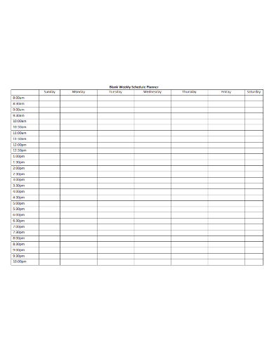 blank weekly schedule planner