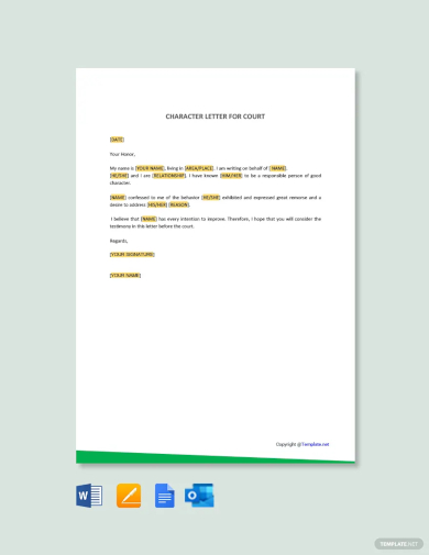 character letter for court template
