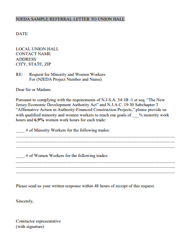 contractor referral letter