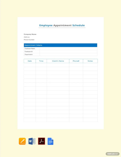 employee appointment schedule template
