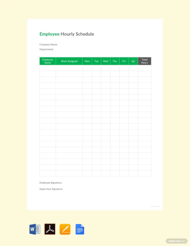 employee hourly schedule template