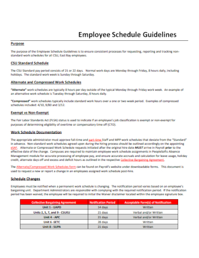employee schedule guidelines