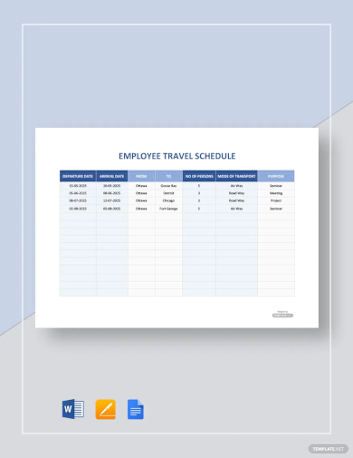 employee travel schedule template