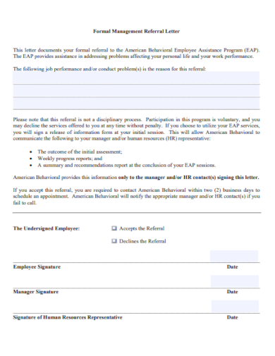 formal management referral letter