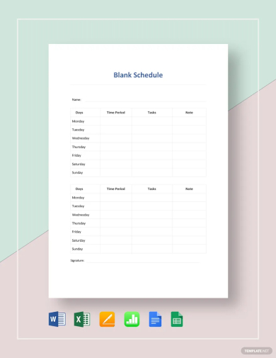 free blank schedule template