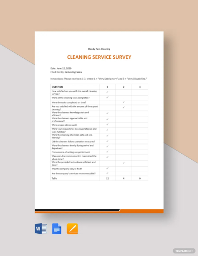 free cleaning service survey template