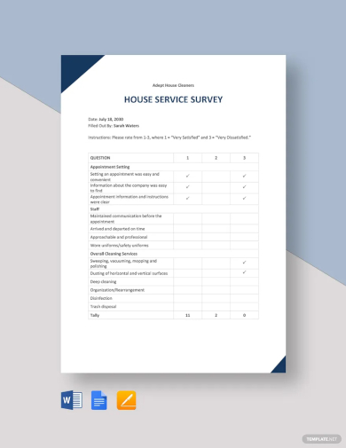 free house cleaning survey template