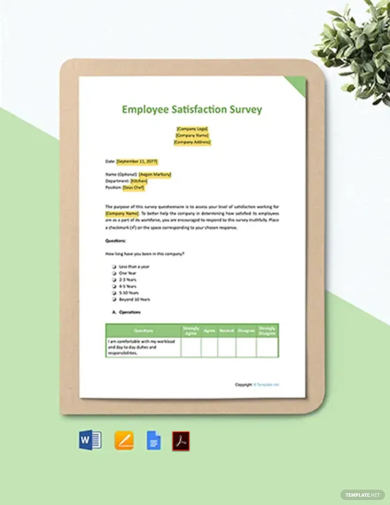 free sample employee satisfaction survey template