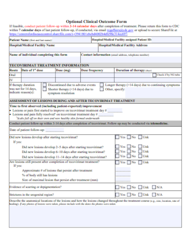 optional clinical outcome form