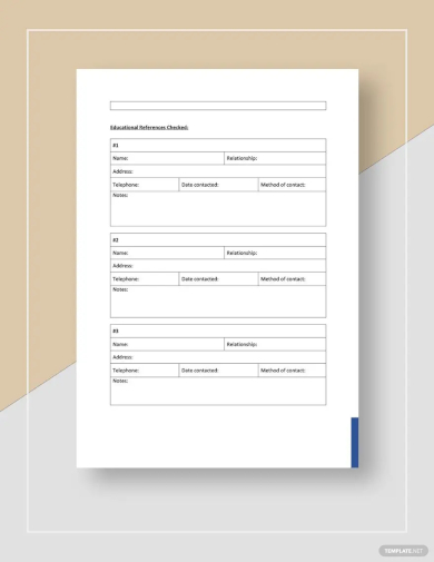reference checking form template