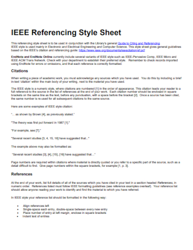 references style sheet