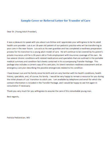 referral letter for transfer