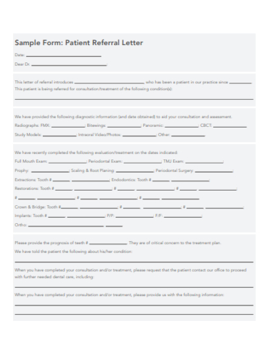 sample form patient referral letter