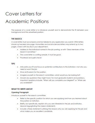 academic position cover letter