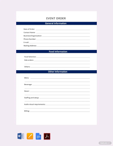 event order form template
