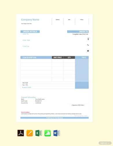 free simple order form template