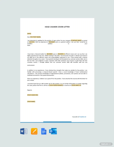 general cashier cover letter template