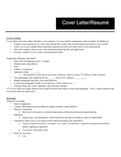general cover letter resume