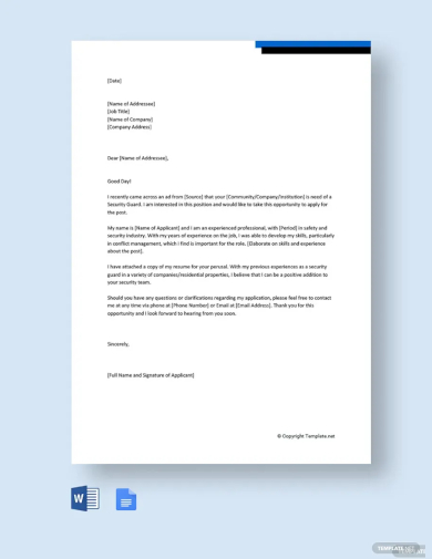 general security guard cover letter template