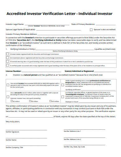 accredited investor verification letter template