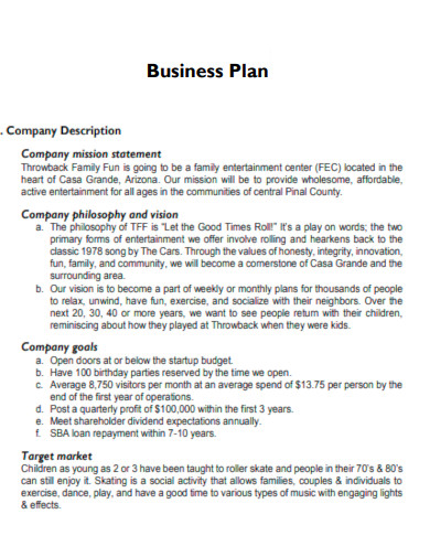 big company business plan template