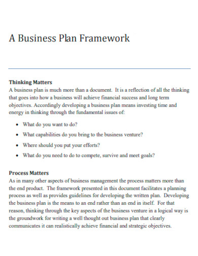 business plan framework template