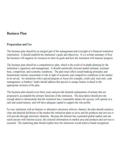 business plan preparation template
