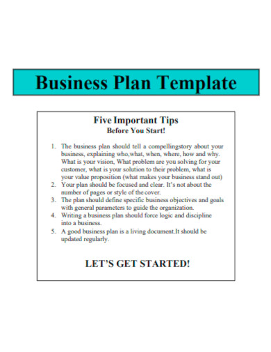 business plan tips template