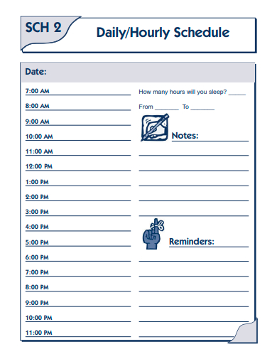 daily hourly schedule template