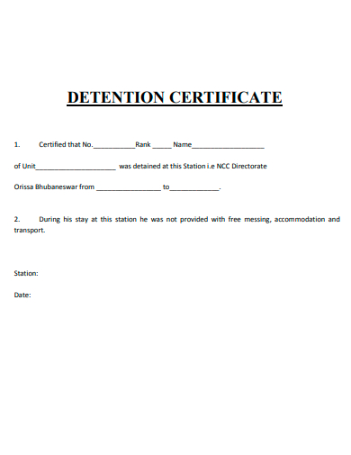 detention certificate template