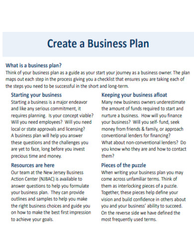 formal business plan template