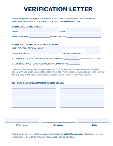 formal verification letter template