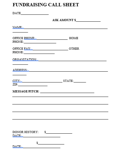 fundraising call sheet template