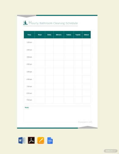hourly bathroom cleaning schedule template