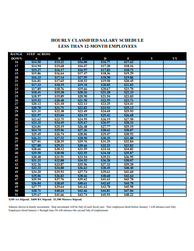 hourly classified salary schedule template