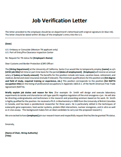 job verification letter template