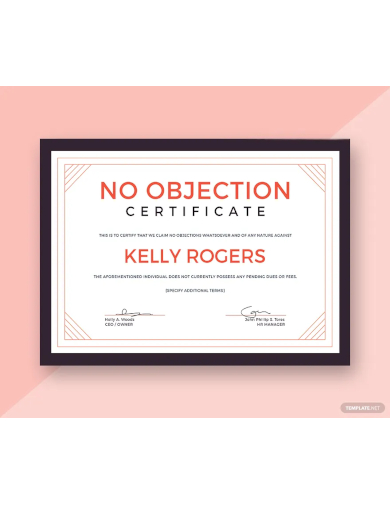 no objection certificate template