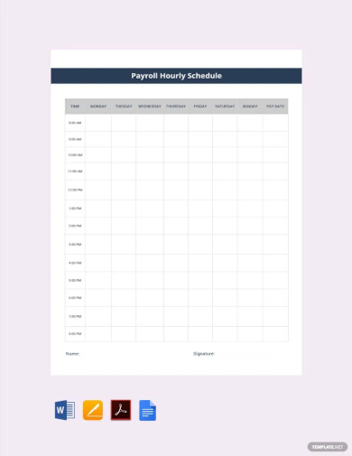 payroll hourly schedule template