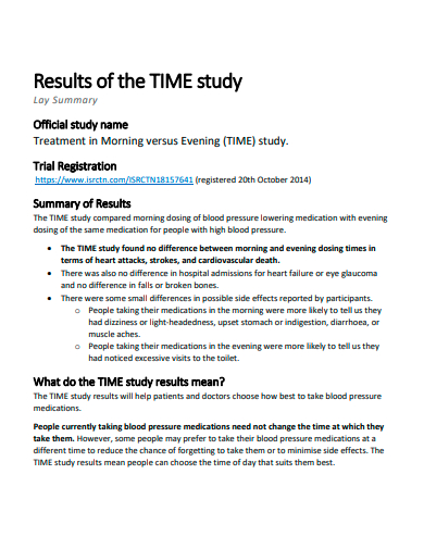 results of the time study template