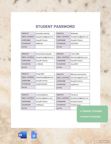 student password template