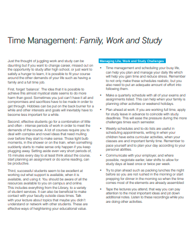 time management study template