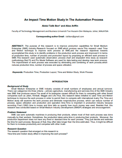 time motion study in the automation process template
