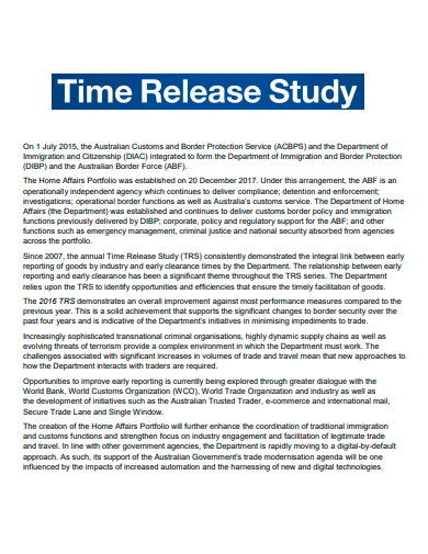 time release study template
